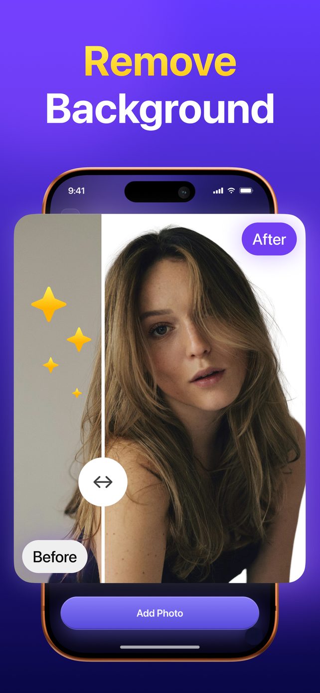 Background removal with before and after slider